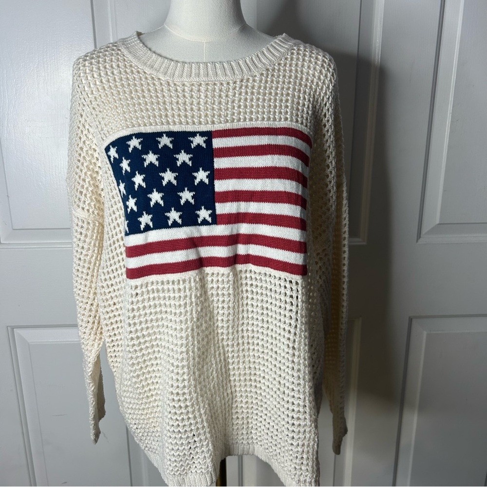 TWRHLL by Christie Brinkley American flag Mesh Sweater (size 1X) - Picture 4 of 7